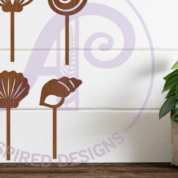 Intra απο ξύλο plywood 3mm-4mm πάχος – Sea Shell Cupcake Toppers, 6 σχέδια Δίασταση  20x20 cm INTRAFABR-87209045 - Image 2