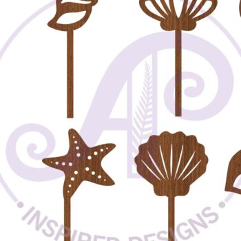 Intra απο ξύλο plywood 3mm-4mm πάχος – Sea Shell Cupcake Toppers, 6 σχέδια Δίασταση  20x20 cm INTRAFABR-87209045 - Image 3