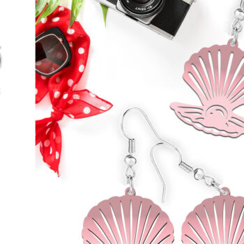 Intra απο ξύλο plywood 3mm-4mm πάχος – Σετ με λέιζερ καλοκαιρινά σκουλαρίκια Sea Shell Δίασταση 5x5 cm INTRAFABR-121424809 - Image 1