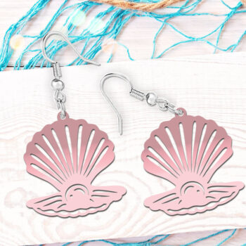 Intra απο ξύλο plywood 3mm-4mm πάχος – Σετ με λέιζερ καλοκαιρινά σκουλαρίκια Sea Shell Δίασταση 5x5 cm INTRAFABR-121424809 - Image 3