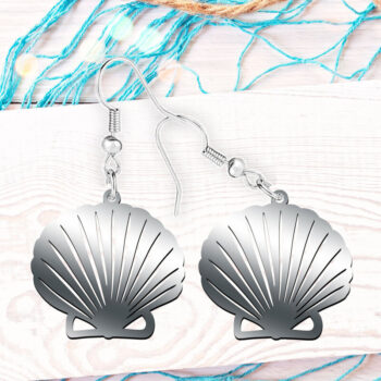 Intra απο ξύλο plywood 3mm-4mm πάχος – Σετ με λέιζερ καλοκαιρινά σκουλαρίκια Sea Shell Δίασταση 5x5 cm INTRAFABR-121424809 - Image 4