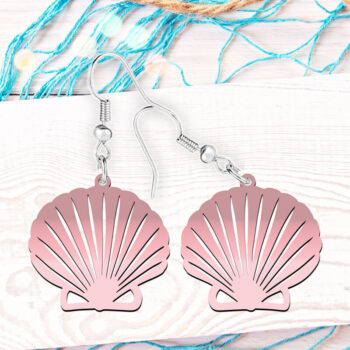 Intra απο ξύλο plywood 3mm-4mm πάχος – Σετ με λέιζερ καλοκαιρινά σκουλαρίκια Sea Shell Δίασταση 5x5 cm INTRAFABR-121424809 - Image 5