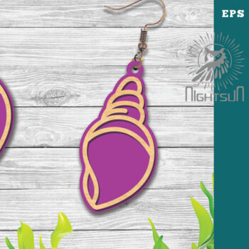 Intra απο ξύλο plywood 3mm-4mm πάχος – Σκουλαρίκια με λέιζερ Sea Shells 1 Δίασταση  5x5 cm INTRAFABR-113272027 - Image 1