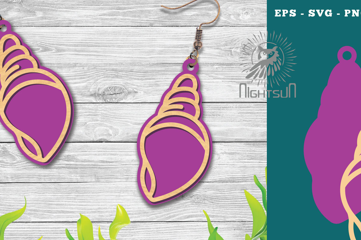 Intra απο ξύλο plywood 3mm-4mm πάχος – Σκουλαρίκια με λέιζερ Sea Shells 1 Δίασταση  5x5 cm INTRAFABR-113272027