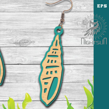 Intra απο ξύλο plywood 3mm-4mm πάχος – Σκουλαρίκια με λέιζερ Sea Shells 14 Δίασταση  5x5 cm INTRAFABR-113272847 - Image 1