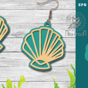 Intra απο ξύλο plywood 3mm-4mm πάχος – Σκουλαρίκια με λέιζερ Sea Shells 2 Δίασταση  5x5 cm INTRAFABR-113272111