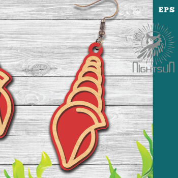 Intra απο ξύλο plywood 3mm-4mm πάχος – Σκουλαρίκια με λέιζερ Sea Shells 3 Δίασταση  5x5 cm INTRAFABR-113272176 - Image 1