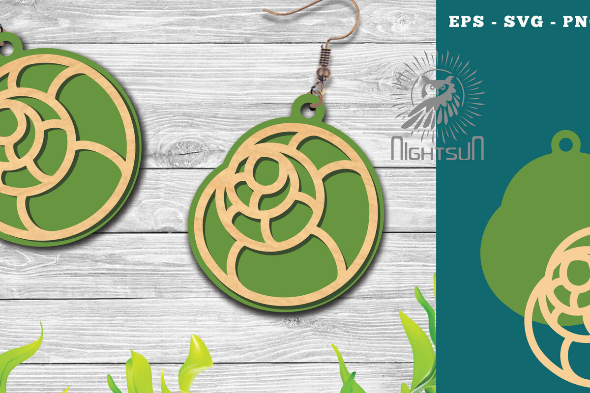 Intra απο ξύλο plywood 3mm-4mm πάχος – Σκουλαρίκια με λέιζερ Sea Shells 4 Δίασταση  5x5 cm INTRAFABR-113272242