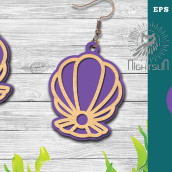 Intra απο ξύλο plywood 3mm-4mm πάχος – Σκουλαρίκια με λέιζερ Sea Shells 5 Δίασταση  5x5 cm INTRAFABR-113272315 - Image 1