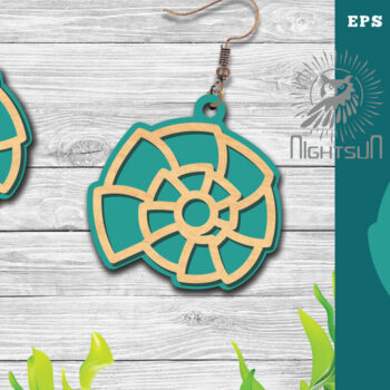 Intra απο ξύλο plywood 3mm-4mm πάχος – Σκουλαρίκια με λέιζερ Sea Shells 6 Δίασταση  5x5 cm INTRAFABR-113272376 - Image 1