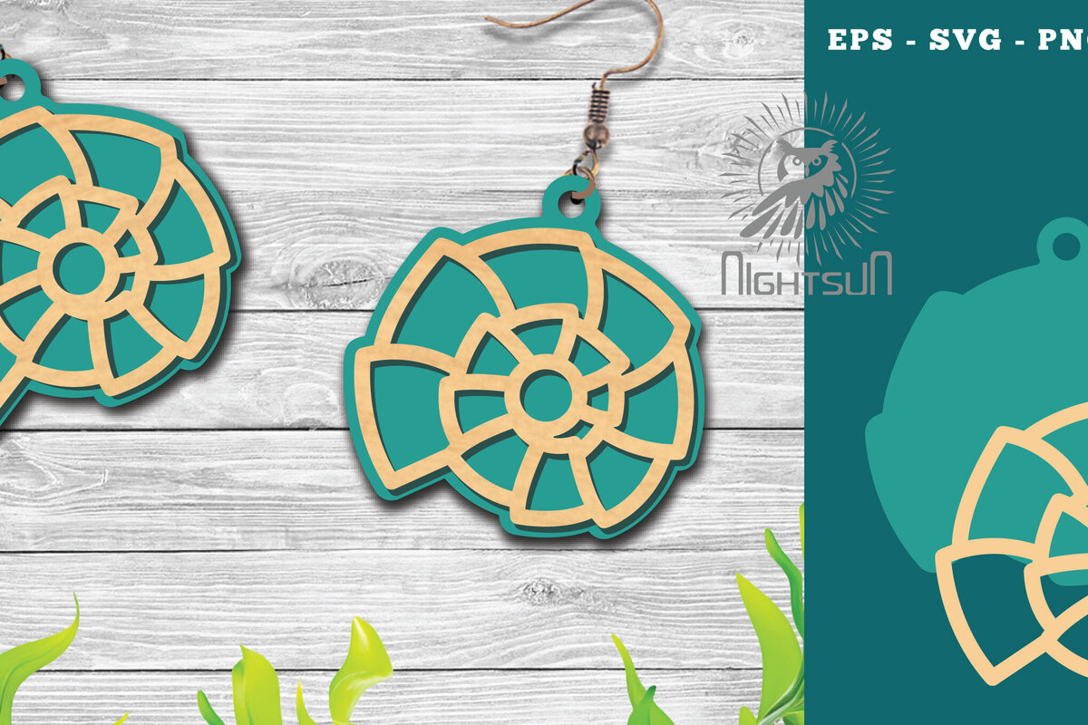 Intra απο ξύλο plywood 3mm-4mm πάχος – Σκουλαρίκια με λέιζερ Sea Shells 6 Δίασταση  5x5 cm INTRAFABR-113272376