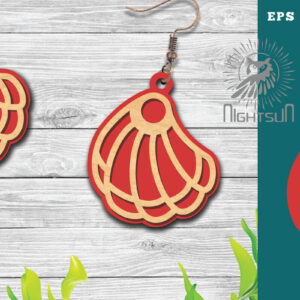 Intra απο ξύλο plywood 3mm-4mm πάχος – Σκουλαρίκια με λέιζερ Sea Shells 7 Δίασταση  5x5 cm INTRAFABR-113272407