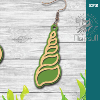 Intra απο ξύλο plywood 3mm-4mm πάχος – Σκουλαρίκια με λέιζερ Sea Shells 9 Δίασταση  5x5 cm INTRAFABR-113272577 - Image 1