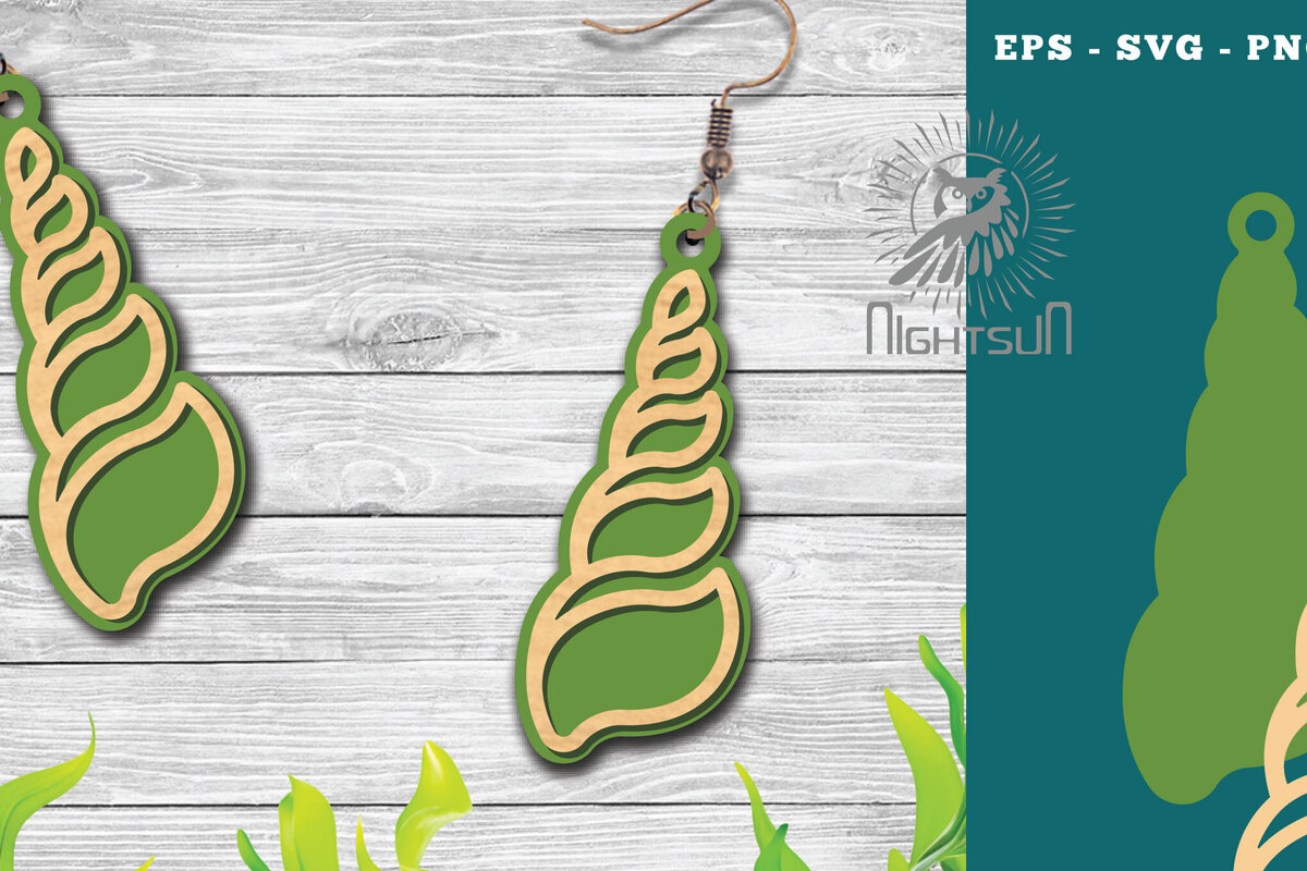 Intra απο ξύλο plywood 3mm-4mm πάχος – Σκουλαρίκια με λέιζερ Sea Shells 9 Δίασταση  5x5 cm INTRAFABR-113272577