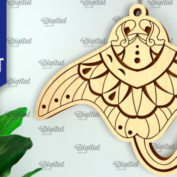 Intra απο ξύλο plywood 3mm-4mm πάχος – Sea Stingray Στολίδι με λέιζερ Δίασταση  20x20 cm INTRAFABR-99132418 - Image 1