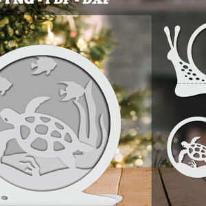 Intra απο ξύλο plywood 3mm-4mm πάχος – Sea Turtle 3D Papercut Design Δίασταση  40x30 cm INTRAFABR-92283590