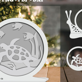 Intra απο ξύλο plywood 3mm-4mm πάχος – Sea Turtle 3D Papercut Design Δίασταση  40x30 cm INTRAFABR-92283590 - Image 1