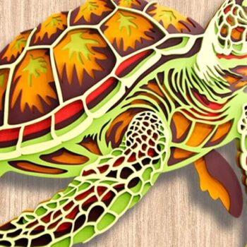 Intra απο ξύλο plywood 3mm-4mm πάχος – Αρχεία λέιζερ πολλαπλών επιπέδων 3D Sea Turtle Δίασταση  20x20 cm INTRAFABR-109079225 - Image 2