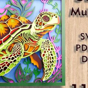 Intra απο ξύλο plywood 3mm-4mm πάχος – Αρχεία λέιζερ πολλαπλών επιπέδων Sea Turtle 3d Δίασταση  20x20 cm INTRAFABR-108827971