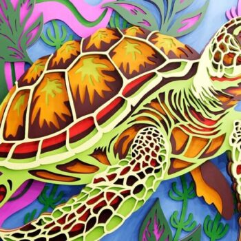 Intra απο ξύλο plywood 3mm-4mm πάχος – Αρχεία λέιζερ πολλαπλών επιπέδων Sea Turtle 3d Δίασταση  20x20 cm INTRAFABR-108827971 - Image 2