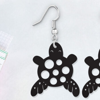 Intra απο ξύλο plywood 3mm-4mm πάχος – Αρχείο κοπής με λέιζερ σκουλαρίκι θαλάσσιας χελώνας Δίασταση  5x5 cm INTRAFABR-117958412 - Image 2