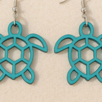 Intra απο ξύλο plywood 3mm-4mm πάχος – Σκουλαρίκια Sea Turtle Δίασταση  5x5 cm INTRAFABR-120914646 - Image 1