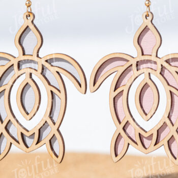 Intra απο ξύλο plywood 3mm-4mm πάχος – Σκουλαρίκια θαλάσσιας χελώνας Cut Laser Δίασταση  5x5 cm INTRAFABR-122250232 - Image 1