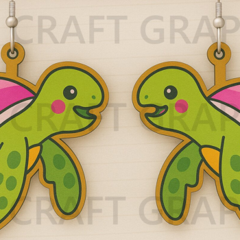 Intra απο ξύλο plywood 3mm-4mm πάχος – Σκουλαρίκια Sea Turtle Δίασταση  5x5 cm INTRAFABR-123333842 - Image 1