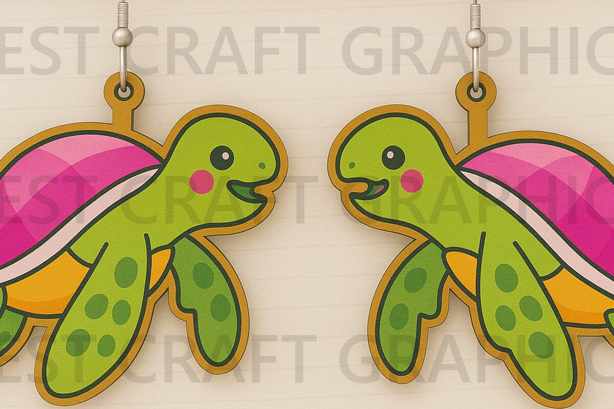 Intra απο ξύλο plywood 3mm-4mm πάχος – Σκουλαρίκια Sea Turtle Δίασταση  5x5 cm INTRAFABR-123333842