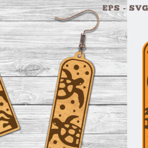 Intra απο ξύλο plywood 3mm-4mm πάχος – Σκουλαρίκια με λέιζερ Sea Turtle Δίασταση  5x5 cm INTRAFABR-103064821