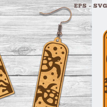 Intra απο ξύλο plywood 3mm-4mm πάχος – Σκουλαρίκια με λέιζερ Sea Turtle Δίασταση  5x5 cm INTRAFABR-103064821 - Image 1