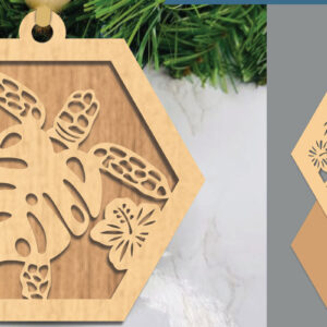 Intra απο ξύλο plywood 3mm-4mm πάχος – Στολίδι κοπής με λέιζερ θαλάσσιας χελώνας Δίασταση  20x20 cm INTRAFABR-105419575