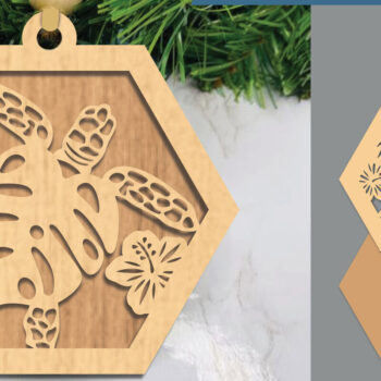 Intra απο ξύλο plywood 3mm-4mm πάχος – Στολίδι κοπής με λέιζερ θαλάσσιας χελώνας Δίασταση  20x20 cm INTRAFABR-105419575 - Image 1