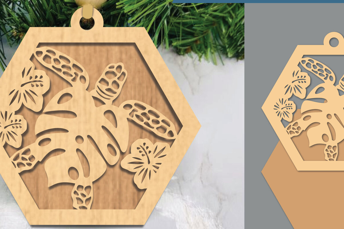 Intra απο ξύλο plywood 3mm-4mm πάχος – Στολίδι κοπής με λέιζερ θαλάσσιας χελώνας Δίασταση  20x20 cm INTRAFABR-105419575