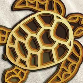 Intra απο ξύλο plywood 3mm-4mm πάχος – Sea Turtle Nautical Ocean 3D Layered Δίασταση  20x20 cm INTRAFABR-103575341 - Image 1