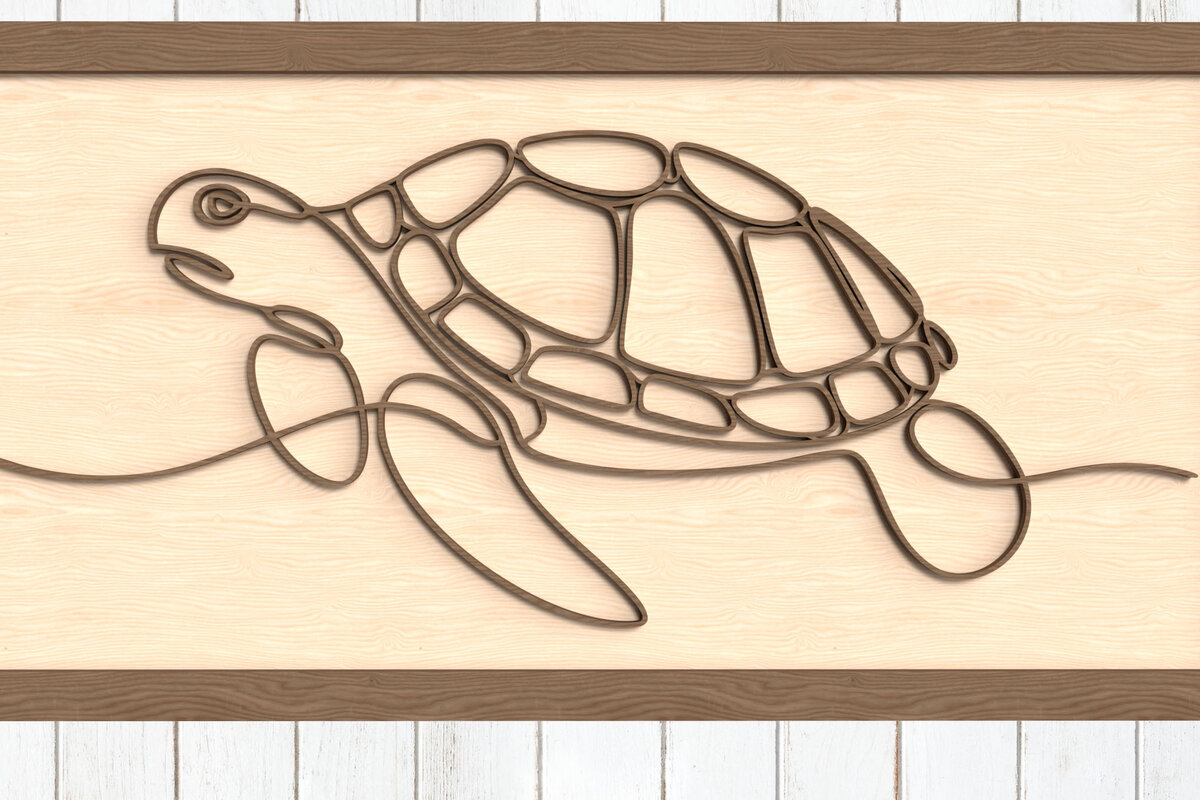 Intra απο ξύλο plywood 3mm-4mm πάχος – Sea Turtle One Line Wall Art Δίασταση  40x30 cm INTRAFABR-123096275