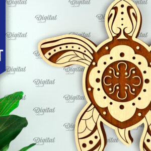 Intra απο ξύλο plywood 3mm-4mm πάχος – στολίδι θαλάσσιας χελώνας Δίασταση  20x20 cm INTRAFABR-99132384