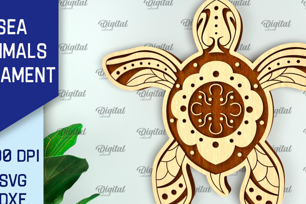 Intra απο ξύλο plywood 3mm-4mm πάχος – στολίδι θαλάσσιας χελώνας Δίασταση  20x20 cm INTRAFABR-99132384