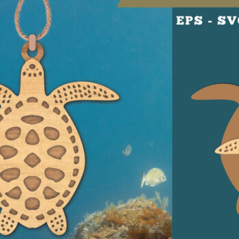 Intra απο ξύλο plywood 3mm-4mm πάχος – Στολίδι με θαλάσσια χελώνα Δίασταση  20x20 cm INTRAFABR-112012793 - Image 1