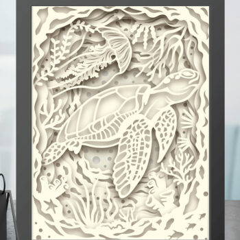 Intra απο ξύλο plywood 3mm-4mm πάχος – Πρότυπο Box Sea Turtle Shadow Box Δίασταση  20x20 cm INTRAFABR-69841732 - Image 2