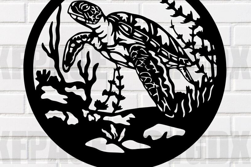 Intra απο ξύλο plywood 3mm-4mm πάχος – Αρχείο κοπής με λέιζερ Sign Sea Turtle Δίασταση  40x30 cm INTRAFABR-115349428