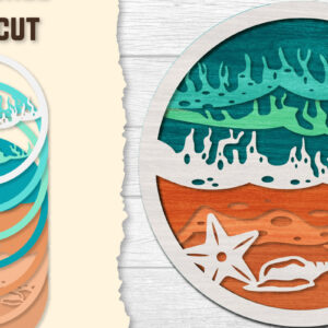 Intra απο ξύλο plywood 3mm-4mm πάχος – Sea Wave 3D Lasered Lasercut Δίασταση  20x20 cm INTRAFABR-122011161