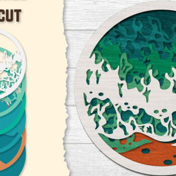 Intra απο ξύλο plywood 3mm-4mm πάχος – Sea Wave 3D Lasered Lasercut Δίασταση  20x20 cm INTRAFABR-122011175 - Image 1