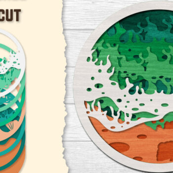 Intra απο ξύλο plywood 3mm-4mm πάχος – Sea Wave 3D Lasered Lasercut Δίασταση  20x20 cm INTRAFABR-122011207 - Image 1