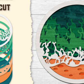 Intra απο ξύλο plywood 3mm-4mm πάχος – Sea Wave 3D Lasered Lasercut Δίασταση  20x20 cm INTRAFABR-122011244 - Image 1