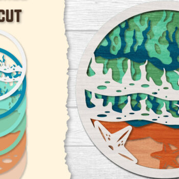 Intra απο ξύλο plywood 3mm-4mm πάχος – Sea Wave 3D Lasered Lasercut Δίασταση  20x20 cm INTRAFABR-122011309 - Image 1