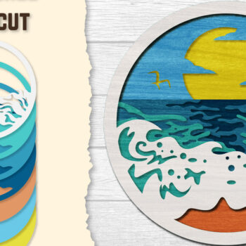 Intra απο ξύλο plywood 3mm-4mm πάχος – Sea Wave 3D Lasered Lasercut Δίασταση  20x20 cm INTRAFABR-122011162 - Image 1