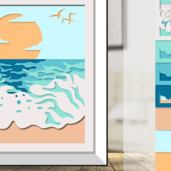 Intra απο ξύλο plywood 3mm-4mm πάχος – Sea Wave 3D Shadowbox Layered Δίασταση  20x20 cm INTRAFABR-122010703 - Image 1