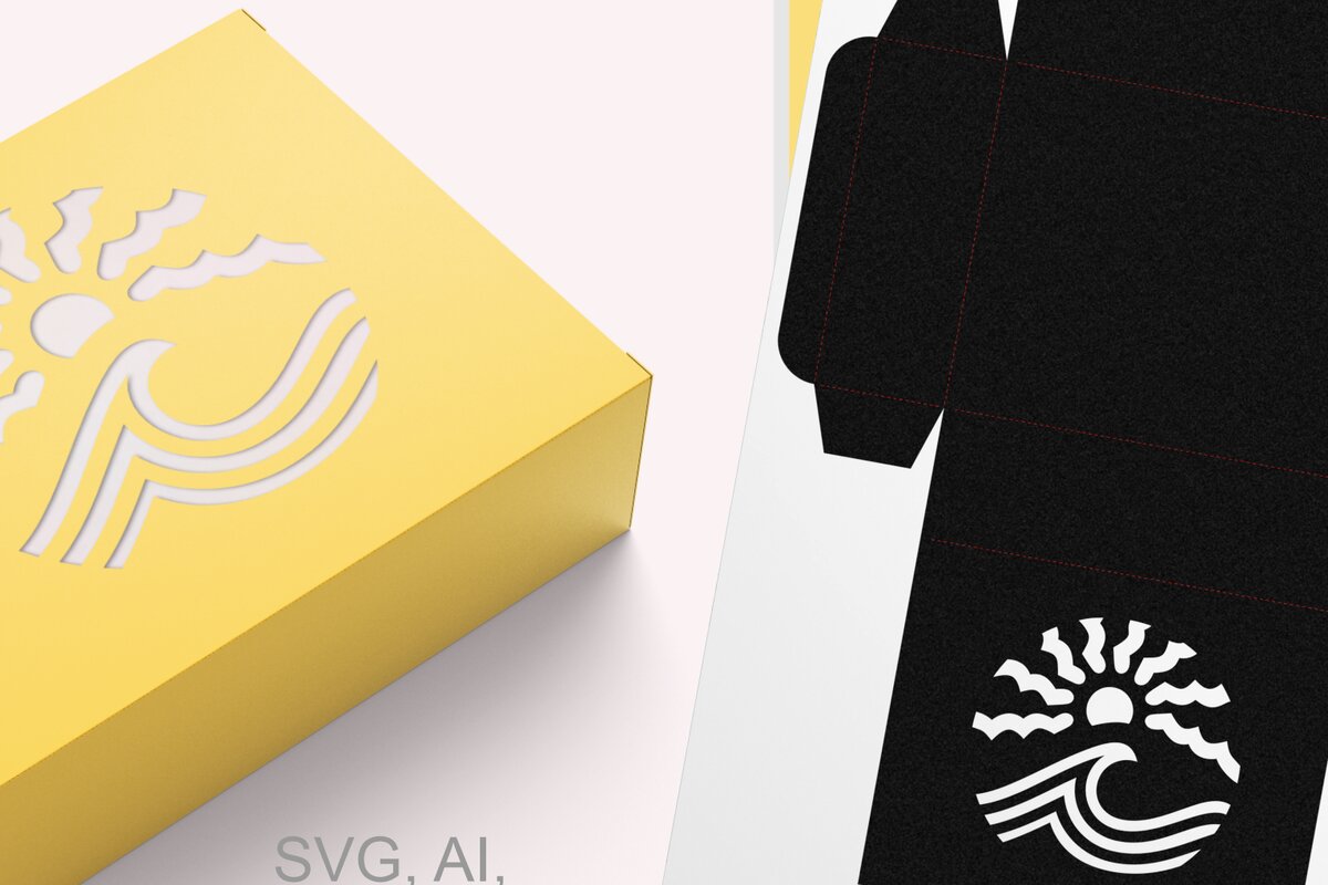 Intra απο ξύλο plywood 3mm-4mm πάχος – Παραλληλόγραμμο κουτί δώρου Sea Wave και Sun Δίασταση  20x20 cm INTRAFABR-123141598