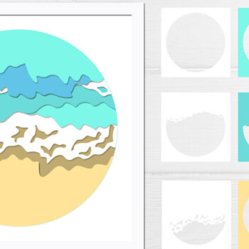 Intra απο ξύλο plywood 3mm-4mm πάχος – Sea Waves Shadow Box, Beach Layeres Δίασταση 20x20 cm INTRAFABR-68763979 - Image 1